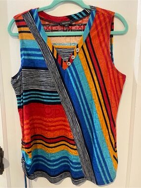 Emotions Multicolor Striped V-Neck Tank Top